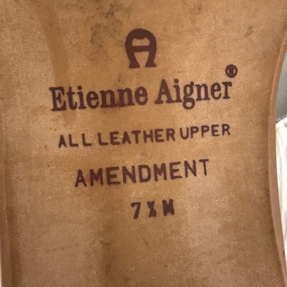 ETIENNE AIGNER Leather Sandals Low Block Heel Slingback Slip On Women’s Size 7.5 - Picture 15 of 16